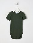 Milly & Milo Merino Short Sleeve Rib Bodysuit, Green product photo