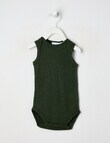 Milly & Milo Merino Sleeveless Rib Bodysuit, Green product photo