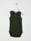 Milly & Milo Merino Sleeveless Rib Bodysuit, Green product photo