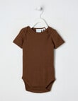 Milly & Milo Merino Short Sleeve Rib Bodysuit, Brown product photo