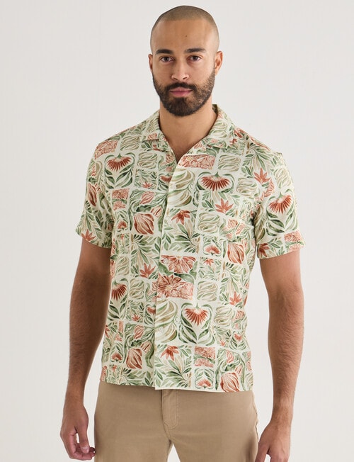 Laidlaw + Leeds Slub Bali Short Sleeve Shirt, Green product photo
