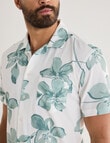 Laidlaw + Leeds Crepe Hibiscus Short Sleeve Shirt, Mint product photo View 05 S