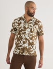 Laidlaw + Leeds Slub Hibiscus Short Sleeve Shirt, Brown product photo