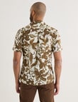 Laidlaw + Leeds Slub Hibiscus Short Sleeve Shirt, Brown product photo View 02 S