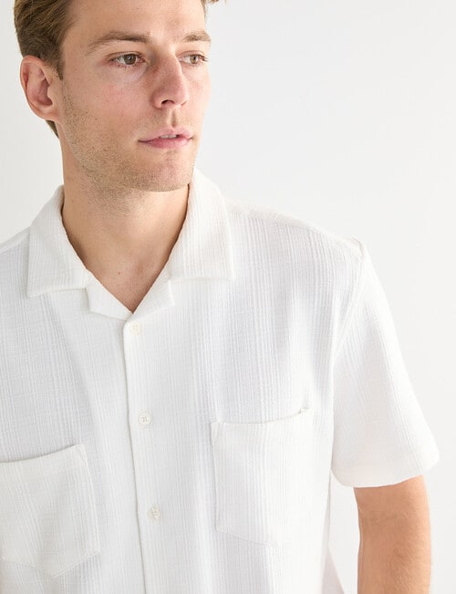 Laidlaw + Leeds Self Textured Short Sleeve Shirt, White product photo View 04 L