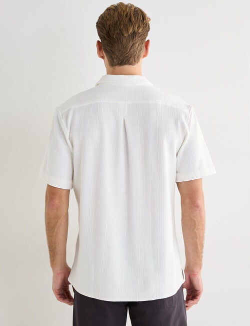 Laidlaw + Leeds Self Textured Short Sleeve Shirt, White product photo View 02 L