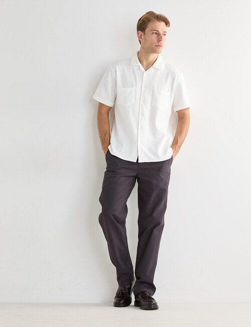Laidlaw + Leeds Self Textured Short Sleeve Shirt, White product photo View 03 L