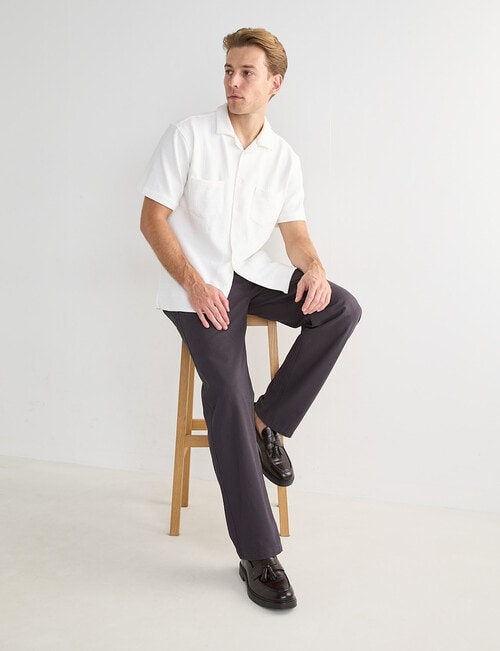 Laidlaw + Leeds Self Textured Short Sleeve Shirt, White product photo View 06 L