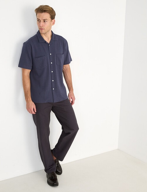 Laidlaw + Leeds Self Textured Short Sleeve Shirt, Slate product photo View 03 L