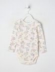 Milly & Milo Merino Long-Sleeve Floral Bodysuit, Cream product photo