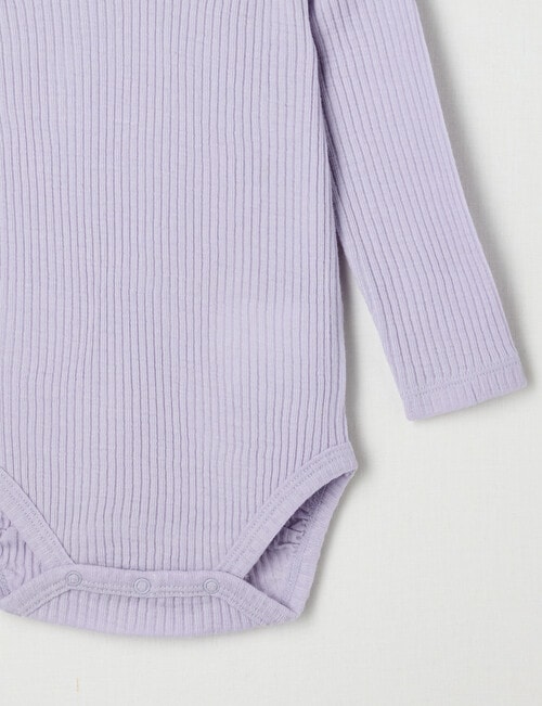 Milly & Milo Merino Long-Sleeve Rib Bodysuit, Lilac product photo View 02 L