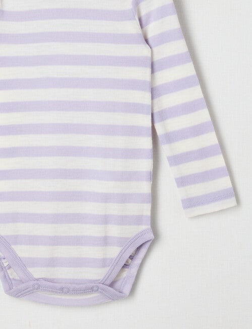 Milly & Milo Merino Long-Sleeve Striped Bodysuit, Lilac product photo View 02 L
