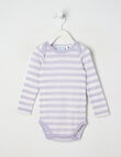 Milly & Milo Merino Long-Sleeve Striped Bodysuit, Lilac product photo
