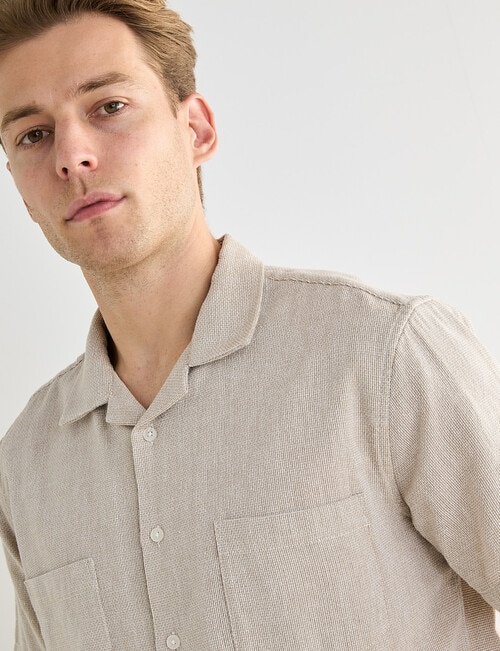 Laidlaw + Leeds Open Weave Short Sleeve Shirt, Tan product photo View 04 L