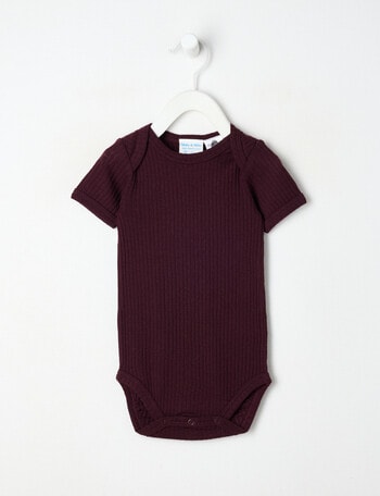 Milly & Milo Merino Short Sleeve Rib Bodysuit, Cherry product photo