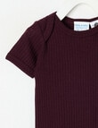 Milly & Milo Merino Short Sleeve Rib Bodysuit, Cherry product photo View 02 S