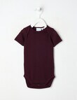 Milly & Milo Merino Short Sleeve Rib Bodysuit, Cherry product photo