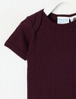 Milly & Milo Merino Short Sleeve Rib Bodysuit, Cherry product photo View 02 S