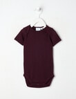 Milly & Milo Merino Short Sleeve Rib Bodysuit, Cherry product photo