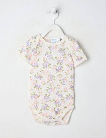 Milly & Milo Merino Short Sleeve Floral Bodysuit, Multi Coloured product photo