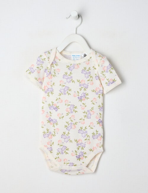 Milly & Milo Merino Short Sleeve Floral Bodysuit, Multi Coloured product photo