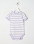 Milly & Milo Merino Short Sleeve Striped Bodysuit, Lilac product photo