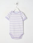 Milly & Milo Merino Short Sleeve Striped Bodysuit, Lilac product photo