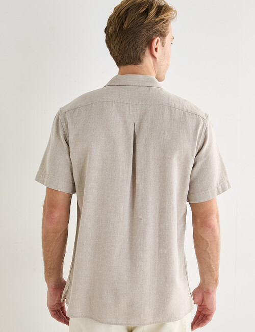 Laidlaw + Leeds Open Weave Short Sleeve Shirt, Tan product photo View 02 L