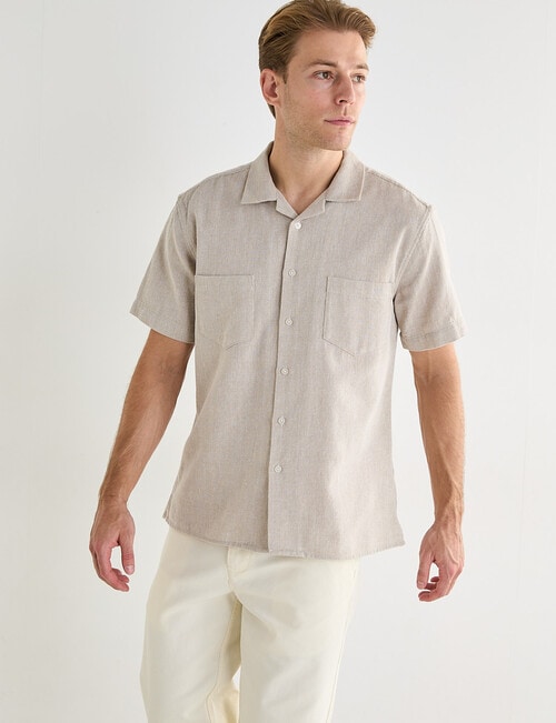 Laidlaw + Leeds Open Weave Short Sleeve Shirt, Tan product photo View 06 L