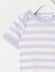 Milly & Milo Merino Short Sleeve Striped Bodysuit, Lilac product photo View 02 S