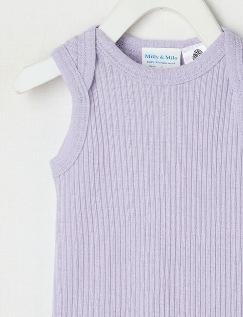 Milly & Milo Merino Short Sleeve Rib Bodysuit, Lilac product photo View 02 L