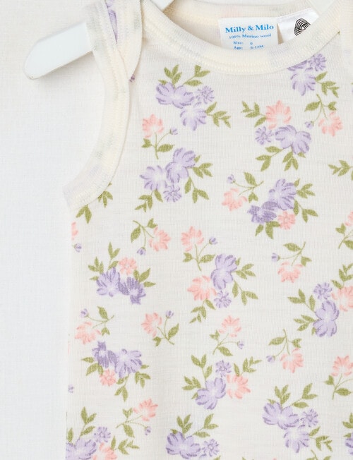 Milly & Milo Merino Sleeveless Floral Bodysuit, Cream product photo View 02 L