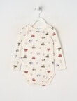 Milly & Milo Long-sleeve Tractor Bodysuit, Cream product photo