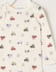 Milly & Milo Long-sleeve Tractor Bodysuit, Cream product photo View 02 S