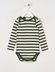 Milly & Milo Long-sleeve Stripe Bodysuit, Green & Cream product photo