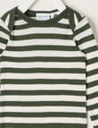 Milly & Milo Long-sleeve Stripe Bodysuit, Green & Cream product photo View 02 S