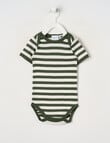Milly & Milo Short-sleeve Stripe Bodysuit, Green & Cream product photo