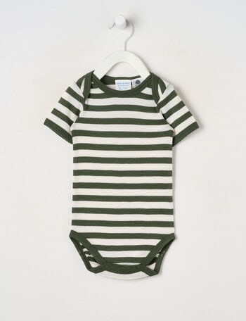 Milly & Milo Short-sleeve Stripe Bodysuit, Green & Cream product photo
