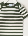 Milly & Milo Short-sleeve Stripe Bodysuit, Green & Cream product photo View 02 S