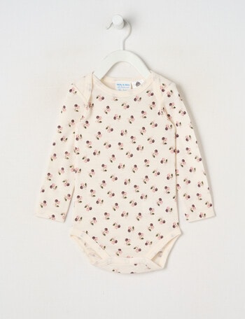 Milly & Milo Long-sleeve Cherry Bodysuit, Cream product photo