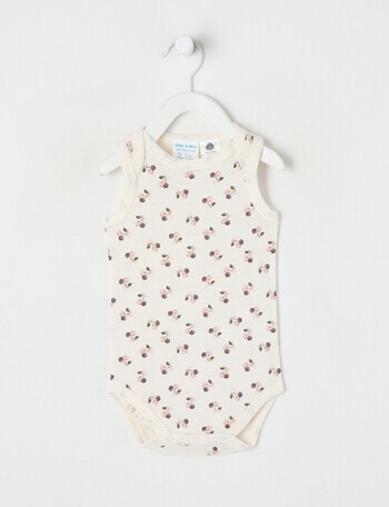 Milly & Milo Sleeveless Cherry Bodysuit, Cream product photo