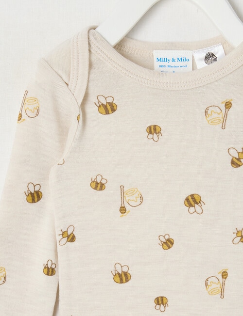 Milly & Milo Long-sleeve Bee Bodysuit, Cream product photo View 02 L