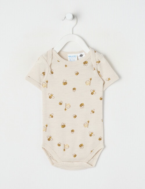 Milly & Milo Short-sleeve Bee Bodysuit, Cream product photo