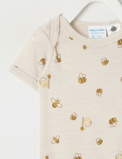 Milly & Milo Short-sleeve Bee Bodysuit, Cream product photo View 02 L