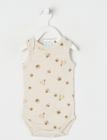 Milly & Milo Sleeveless Bee Bodysuit, Cream product photo