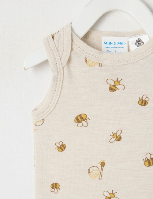 Milly & Milo Sleeveless Bee Bodysuit, Cream product photo View 02 L