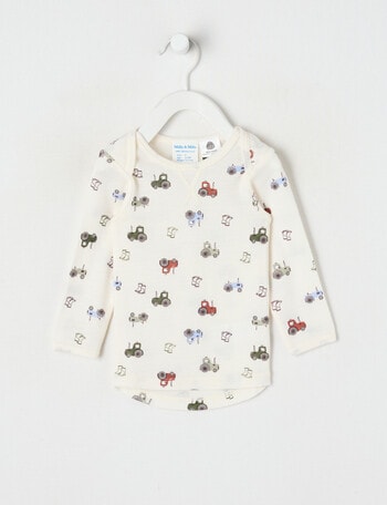 Milly & Milo Long-sleeve Tractor Top, Cream product photo