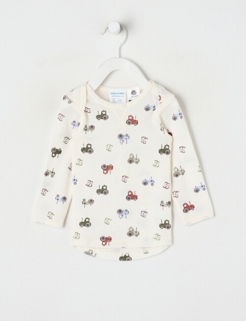Milly & Milo Long-sleeve Tractor Top, Cream product photo