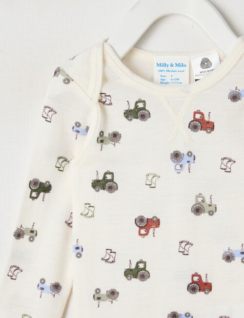 Milly & Milo Long-sleeve Tractor Top, Cream product photo View 02 L