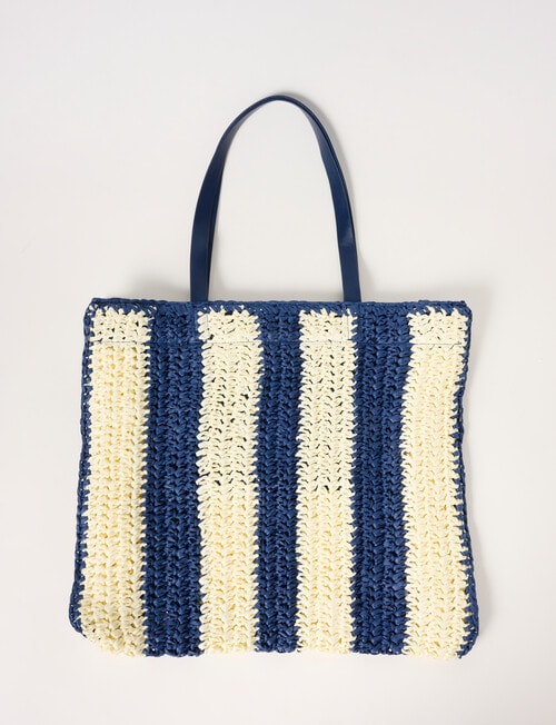 Zest Resort Paperstraw Tote Bag, Navy & White product photo View 02 L